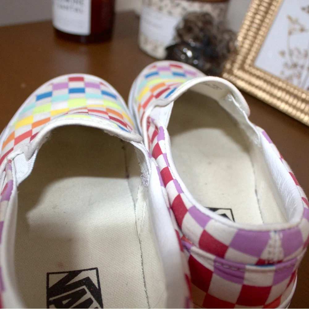 Colorful Checkered Vans slip on - Picture 3 of 6
